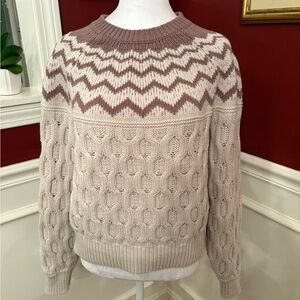 Splendid Women’s  Cream and Brown Crewneck Sweater